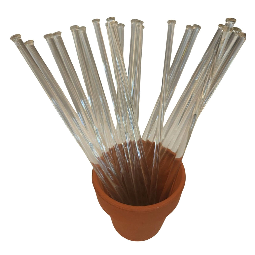 Glass Stir Sticks Set Of 24 - 8" Long Durable Clear Glass Elegant Design