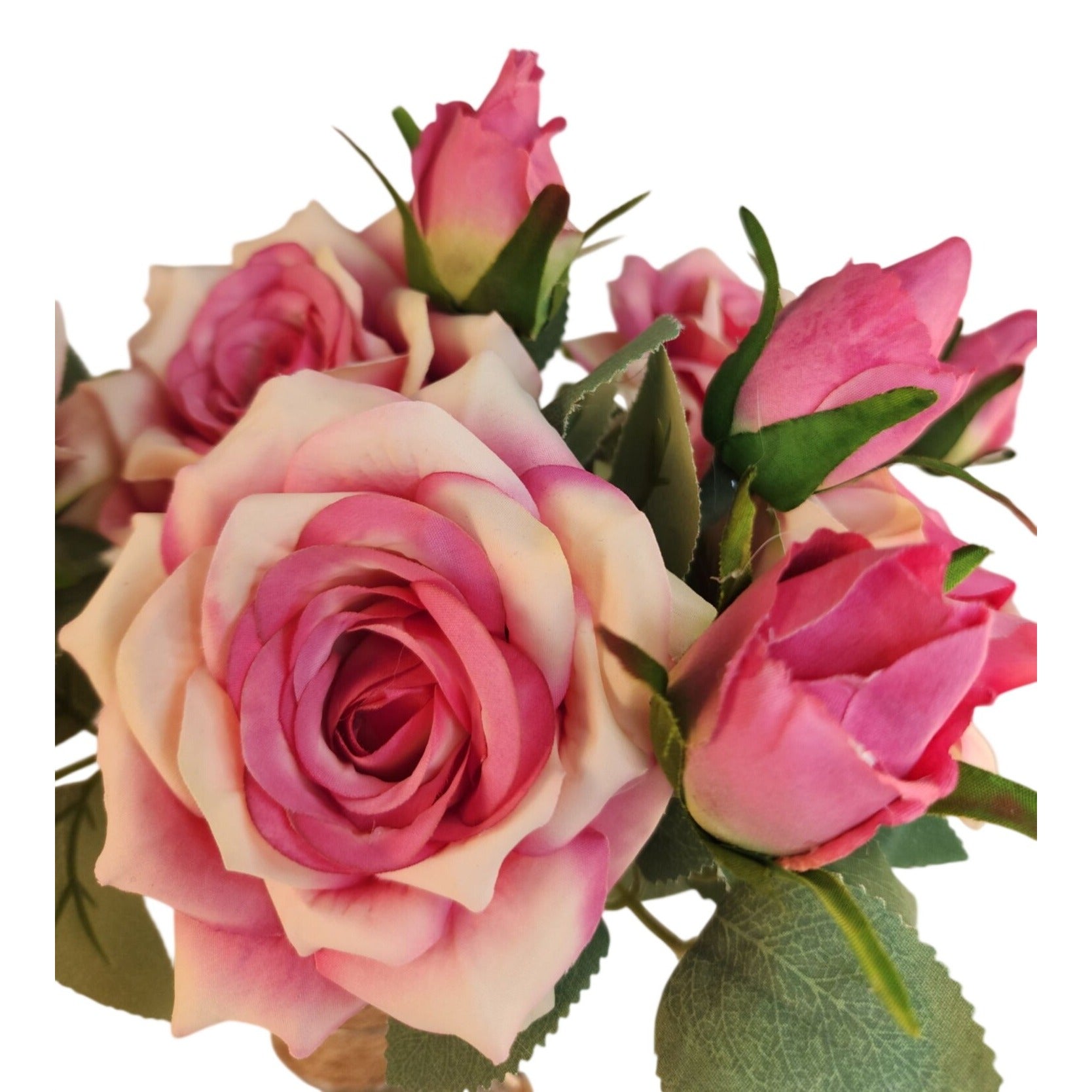 Artificial Pink Rose Stem Faux Flower Modern Wedding Floral Home Decor Accent