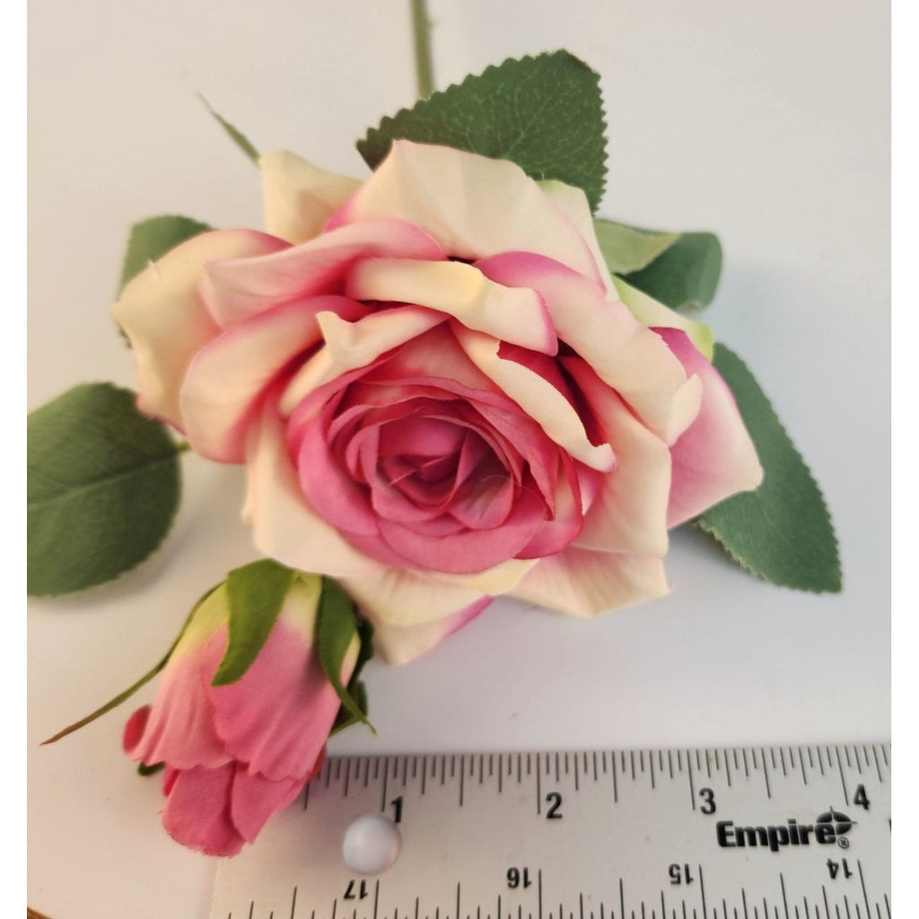 Artificial Pink Rose Stem Faux Flower Modern Wedding Floral Home Decor Accent