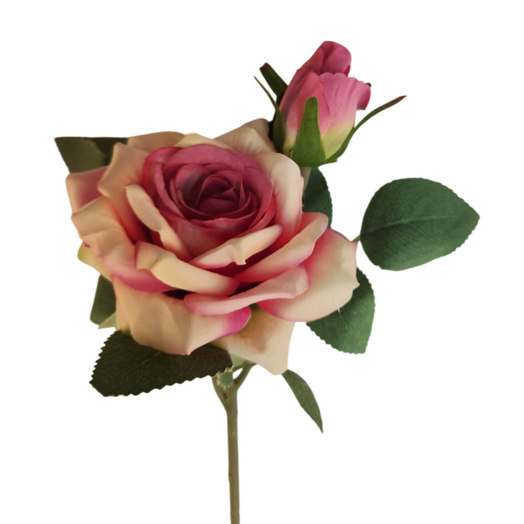 Artificial Pink Rose Stem Faux Flower Modern Wedding Floral Home Decor Accent