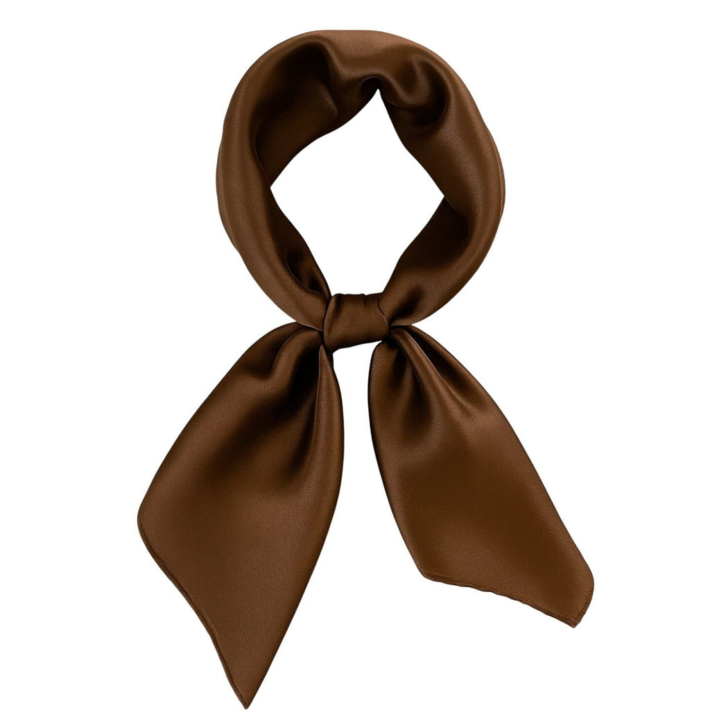 Brown Satin Scarf 19x19" Bandana Neckerchief Pocket Square Western Cowgirl