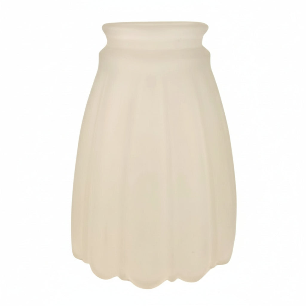 Vintage Frosted Glass Light Shade 4.5 Inch, Scalloped Chandelier Bulb Cover, Retro Sconce Shade, Replacement Glass Globe