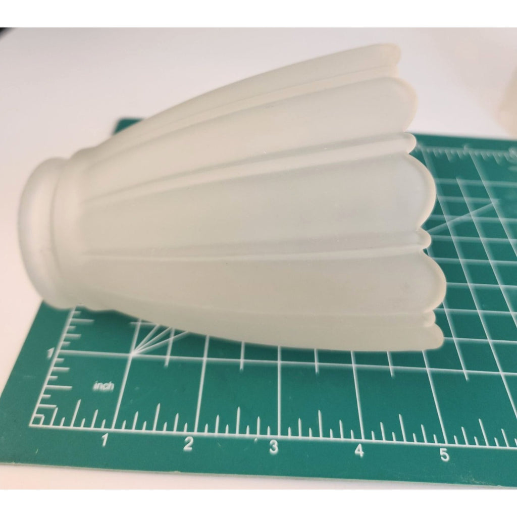 Vintage Frosted Glass Light Shade 4.5 Inch, Scalloped Chandelier Bulb Cover, Retro Sconce Shade, Replacement Glass Globe