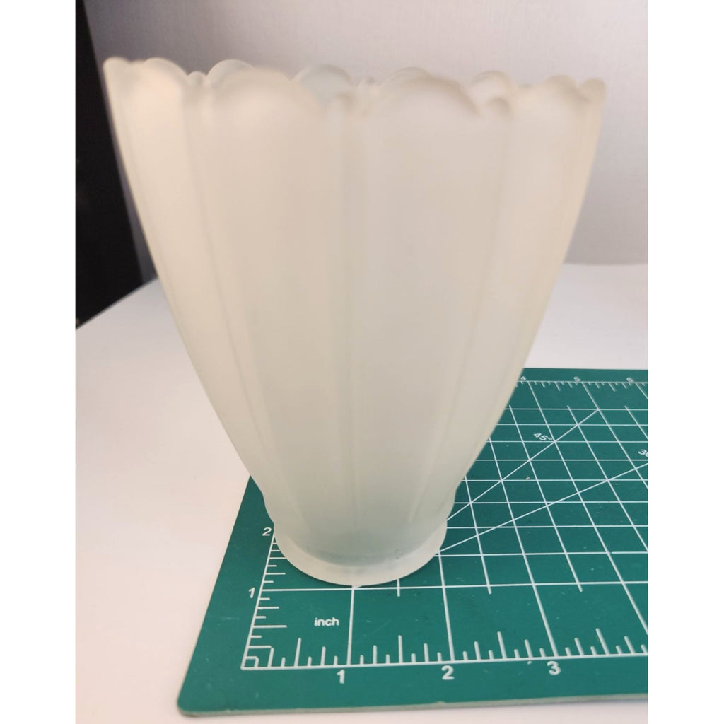 Vintage Frosted Glass Light Shade 4.5 Inch, Scalloped Chandelier Bulb Cover, Retro Sconce Shade, Replacement Glass Globe