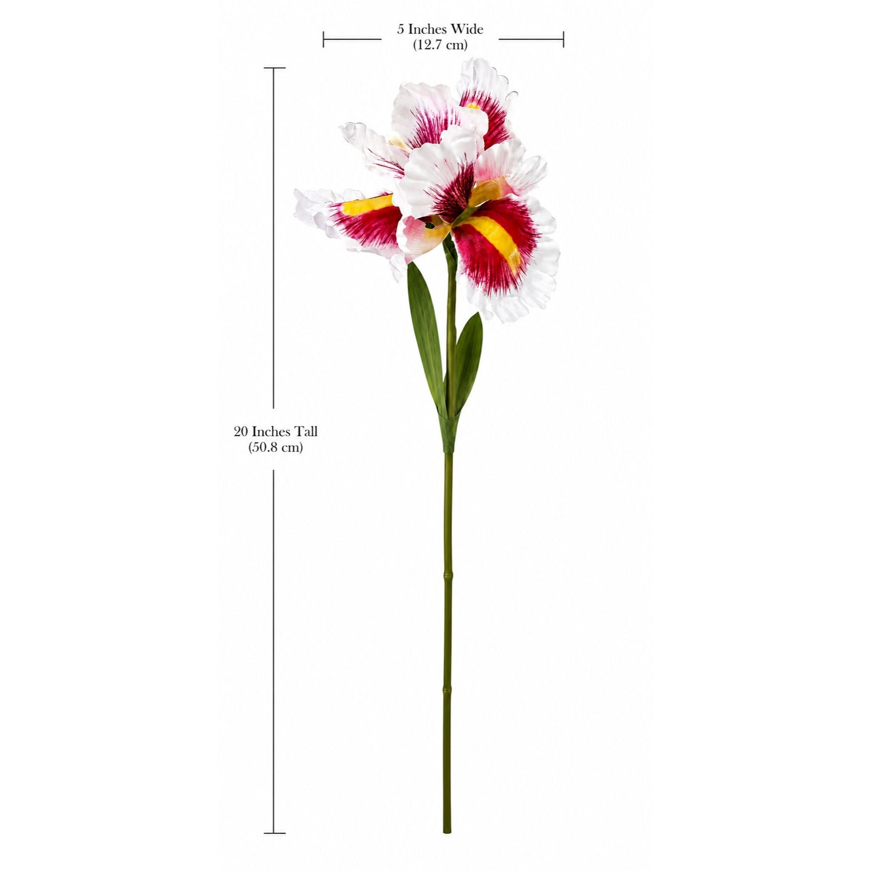 Faux Iris Flower Stems White Pink Yellow Floral Stems Artificial Flowers Cottagecore Decor Wedding Flowers Set of 2 measurments
