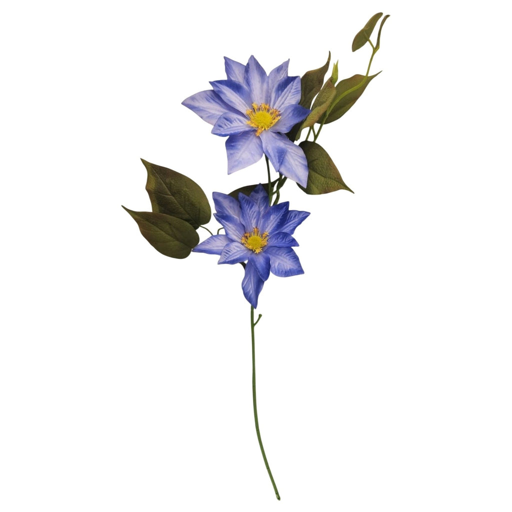 Blue Clematis Artificial Flowers 3 Stems Faux Clematis Spray Periwinkle Blue Wedding Floral Decor