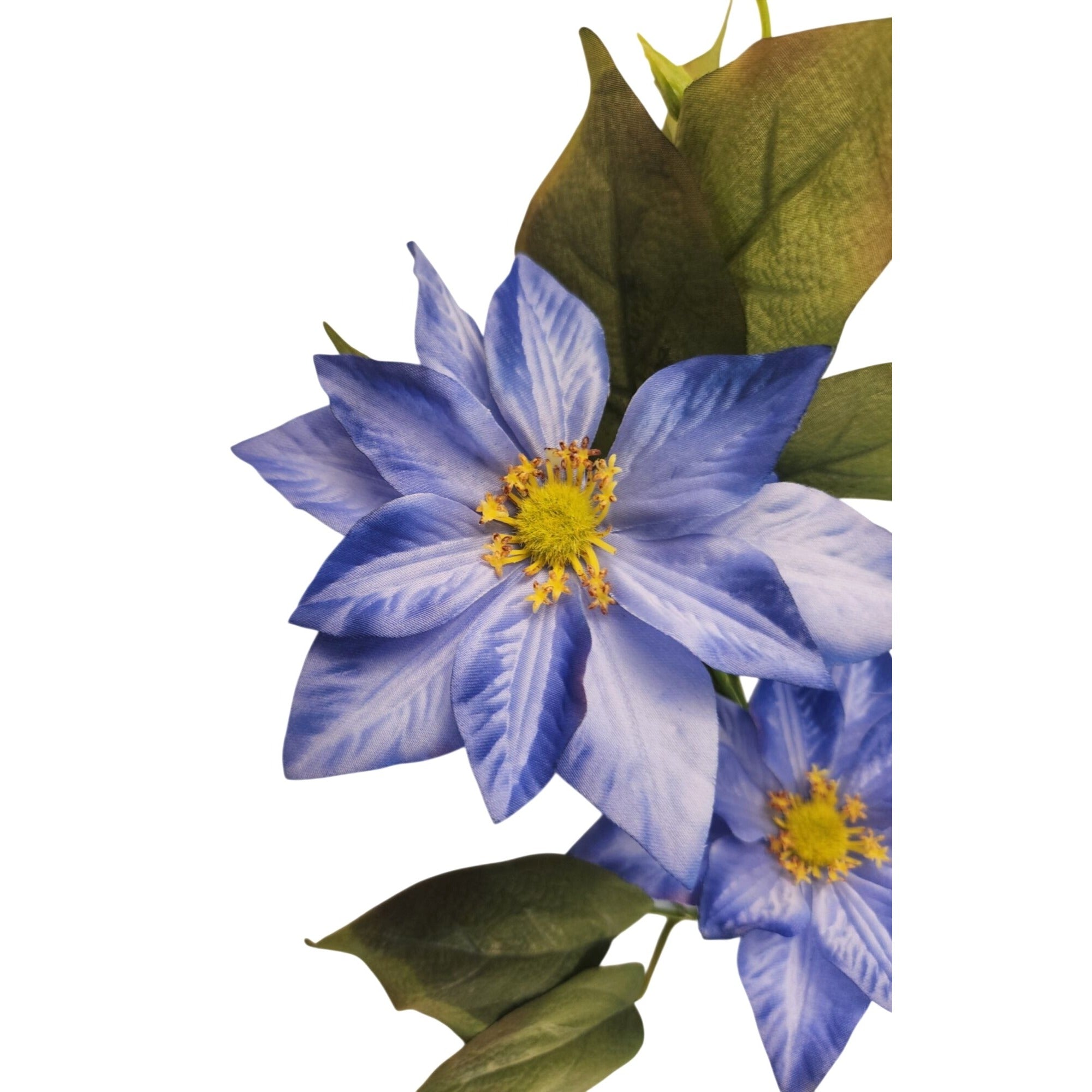 Blue Clematis Artificial Flowers 3 Stems Faux Clematis Spray Periwinkle Blue Wedding Floral Decor
