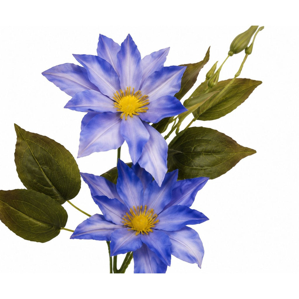 Blue Clematis Artificial Flowers 3 Stems Faux Clematis Spray Periwinkle Blue Wedding Floral Decor