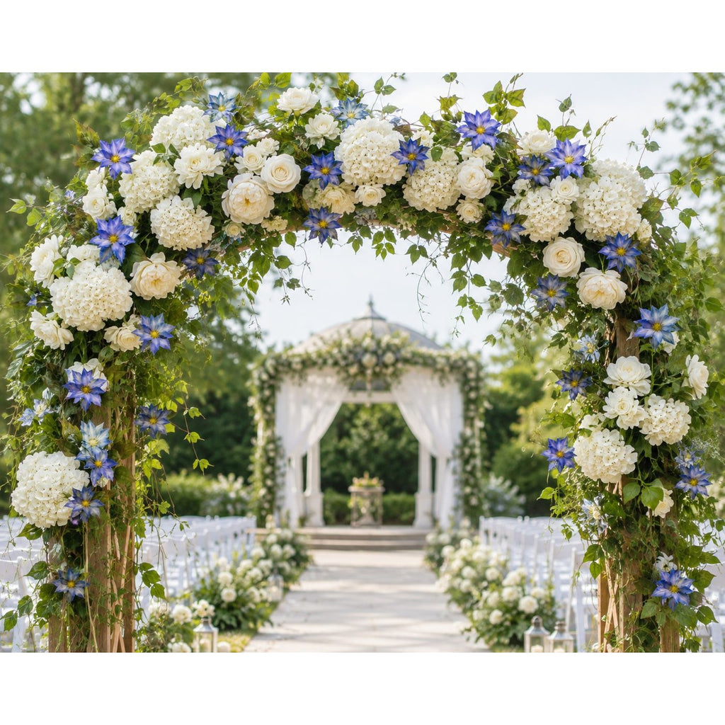 Blue Clematis Artificial Flowers 3 Stems Faux Clematis Spray Periwinkle Blue Wedding Floral Decor