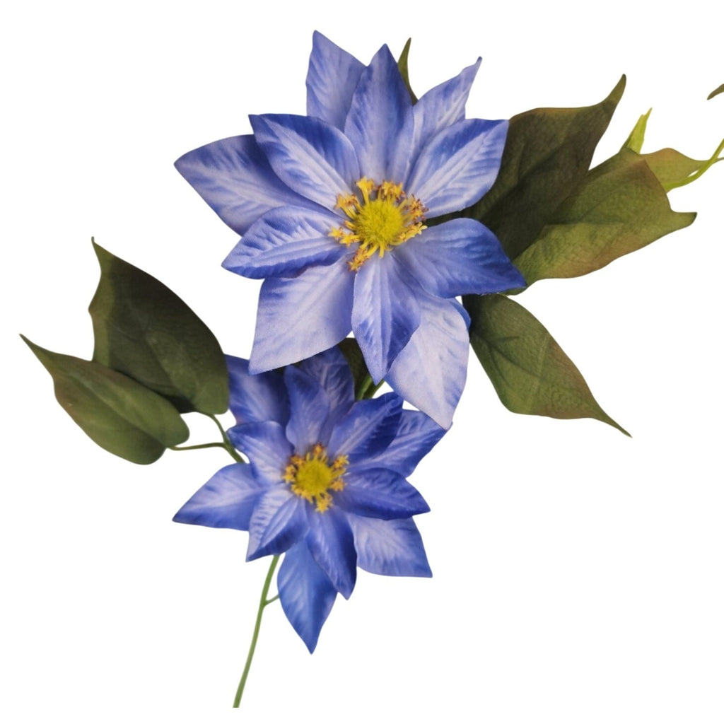 Blue Clematis Artificial Flowers 3 Stems Faux Clematis Spray Periwinkle Blue Wedding Floral Decor