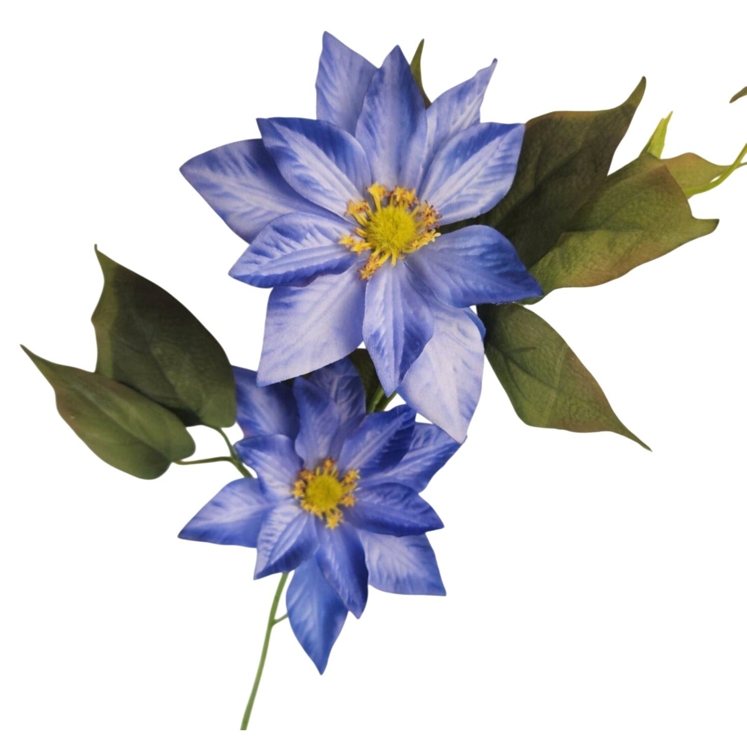 Blue Clematis Artificial Flowers 3 Stems Faux Clematis Spray Periwinkle Blue Wedding Floral Decor