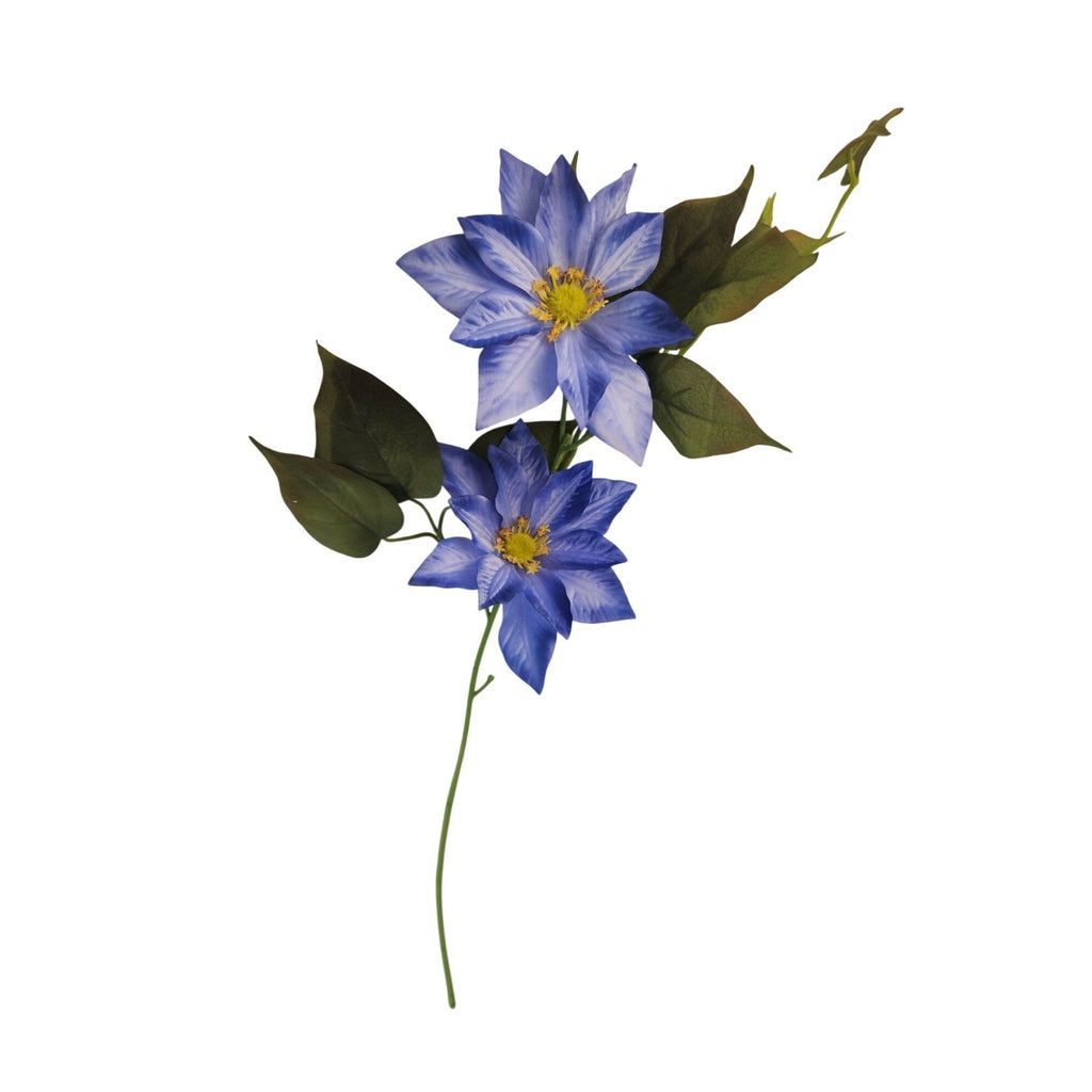 Blue Clematis Artificial Flowers 3 Stems Faux Clematis Spray Periwinkle Blue Wedding Floral Decor