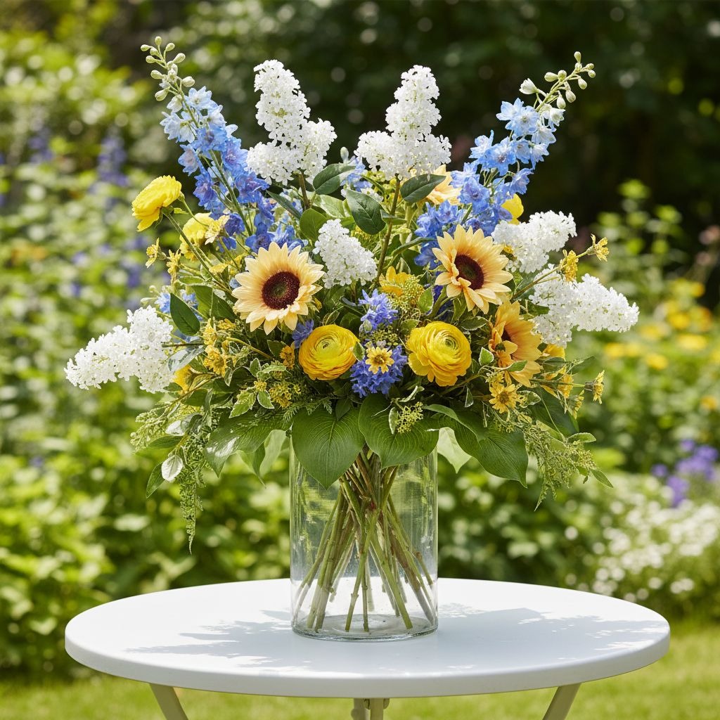 Artificial White Lilac Look Stems Set of 2, 30 Inch Faux Filler Flowers, Cottage Farmhouse Floral Stems for Arrangements