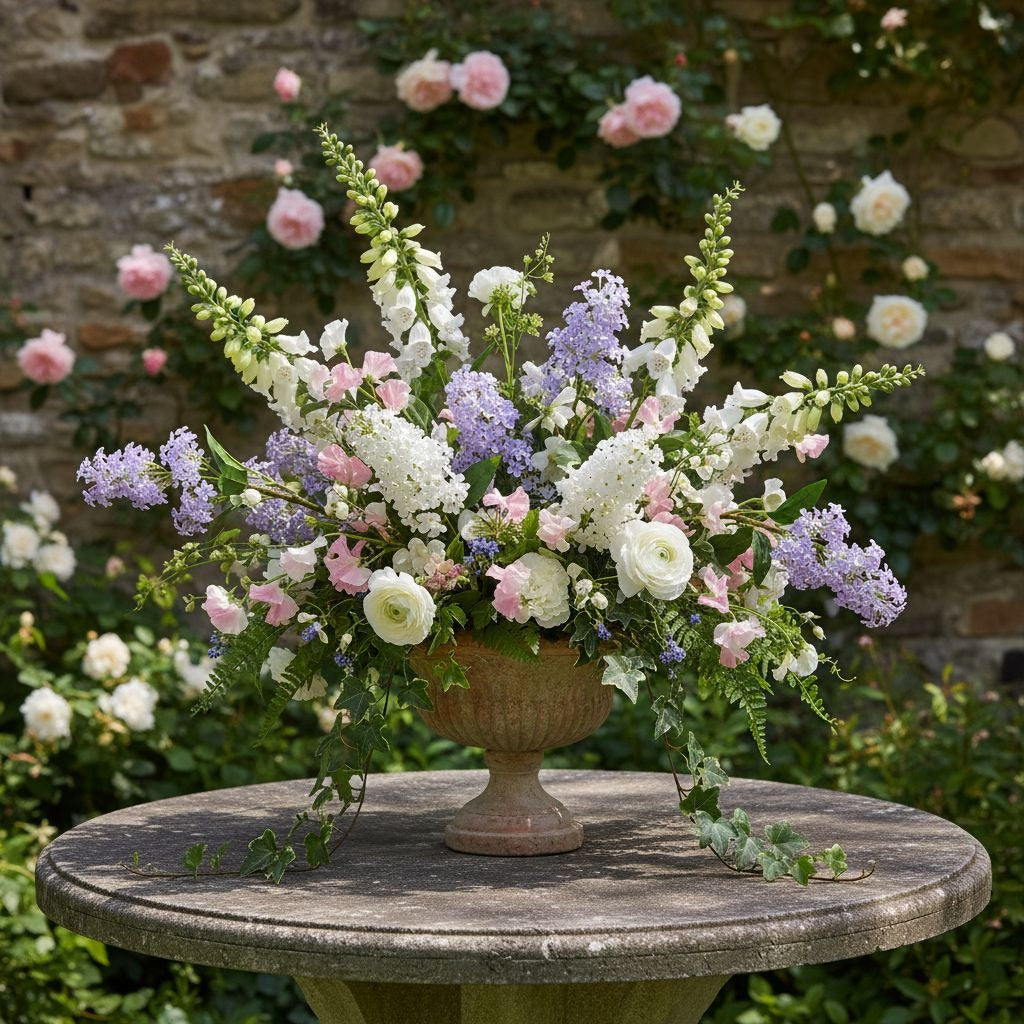 Artificial White Lilac Look Stems Set of 2, 30 Inch Faux Filler Flowers, Cottage Farmhouse Floral Stems for Arrangements