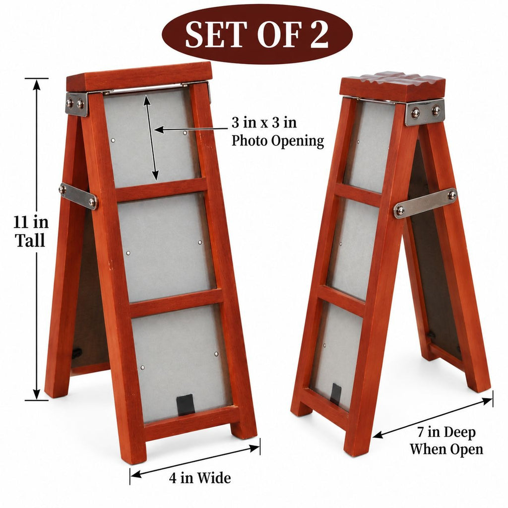 Vintage Hallmark Step Ladder Picture Frames Set of 2, 3 x 3 Photos