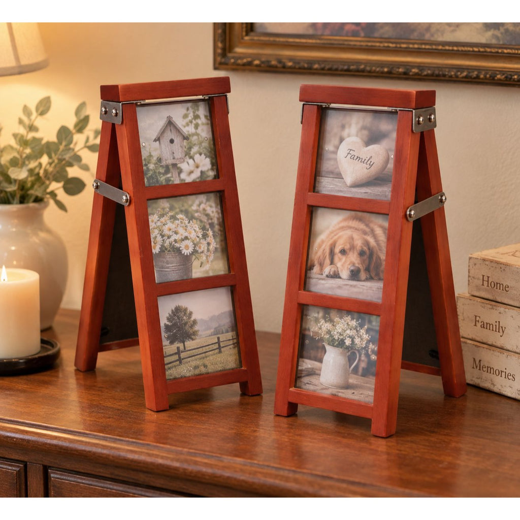 Vintage Hallmark Step Ladder Picture Frames Set of 2, 3 x 3 Photos