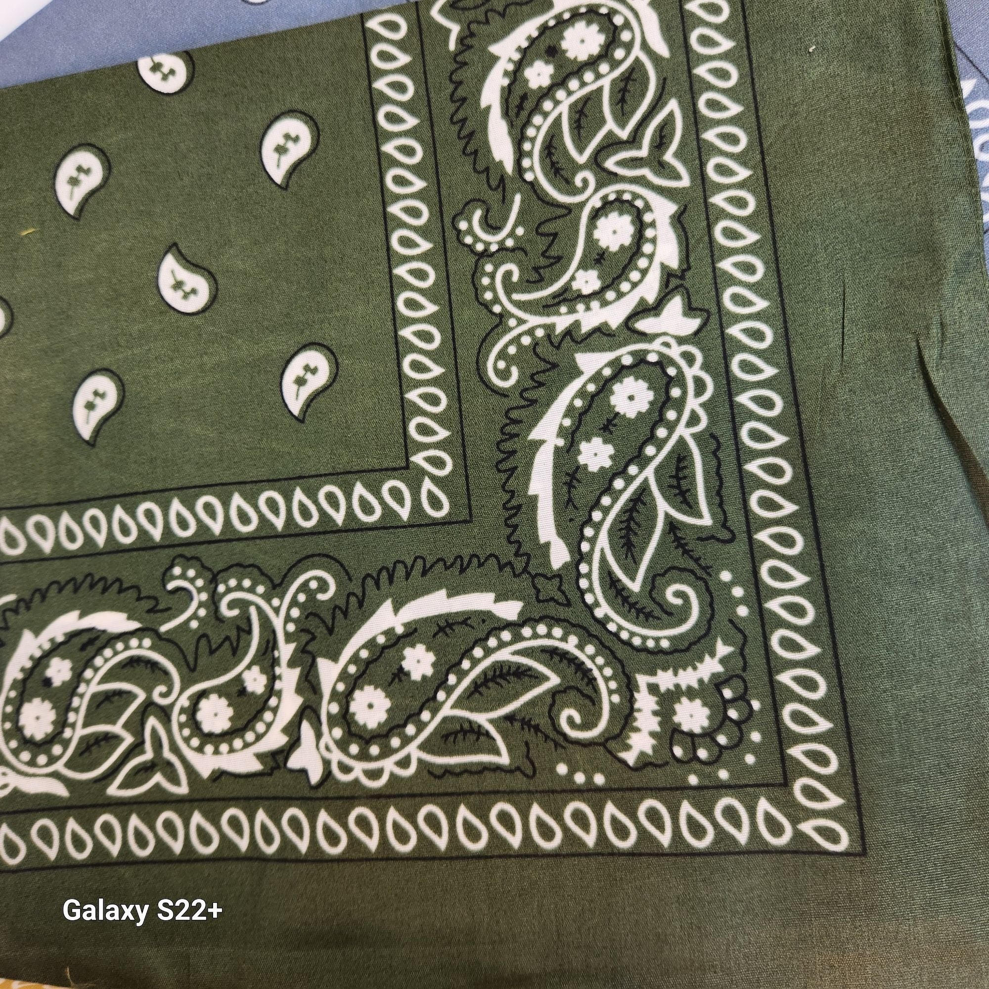Bandanas 21x21" Western Cowboy Cowgirl - Gold Green Gray Paisley Square Scarves 3 Pack