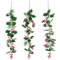 29-Inch Artificial Holly Berry Hanging Stems, Set of 3 Christmas Decor
