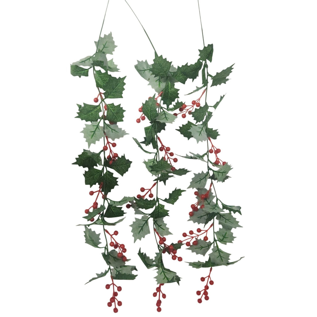 29-Inch Artificial Holly Berry Hanging Stems, Set of 3 Christmas Decor