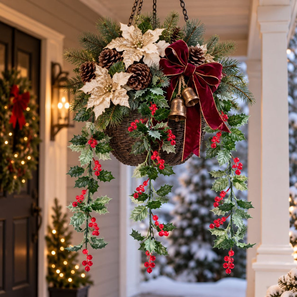 29-Inch Artificial Holly Berry Hanging Stems, Set of 3 Christmas Decor