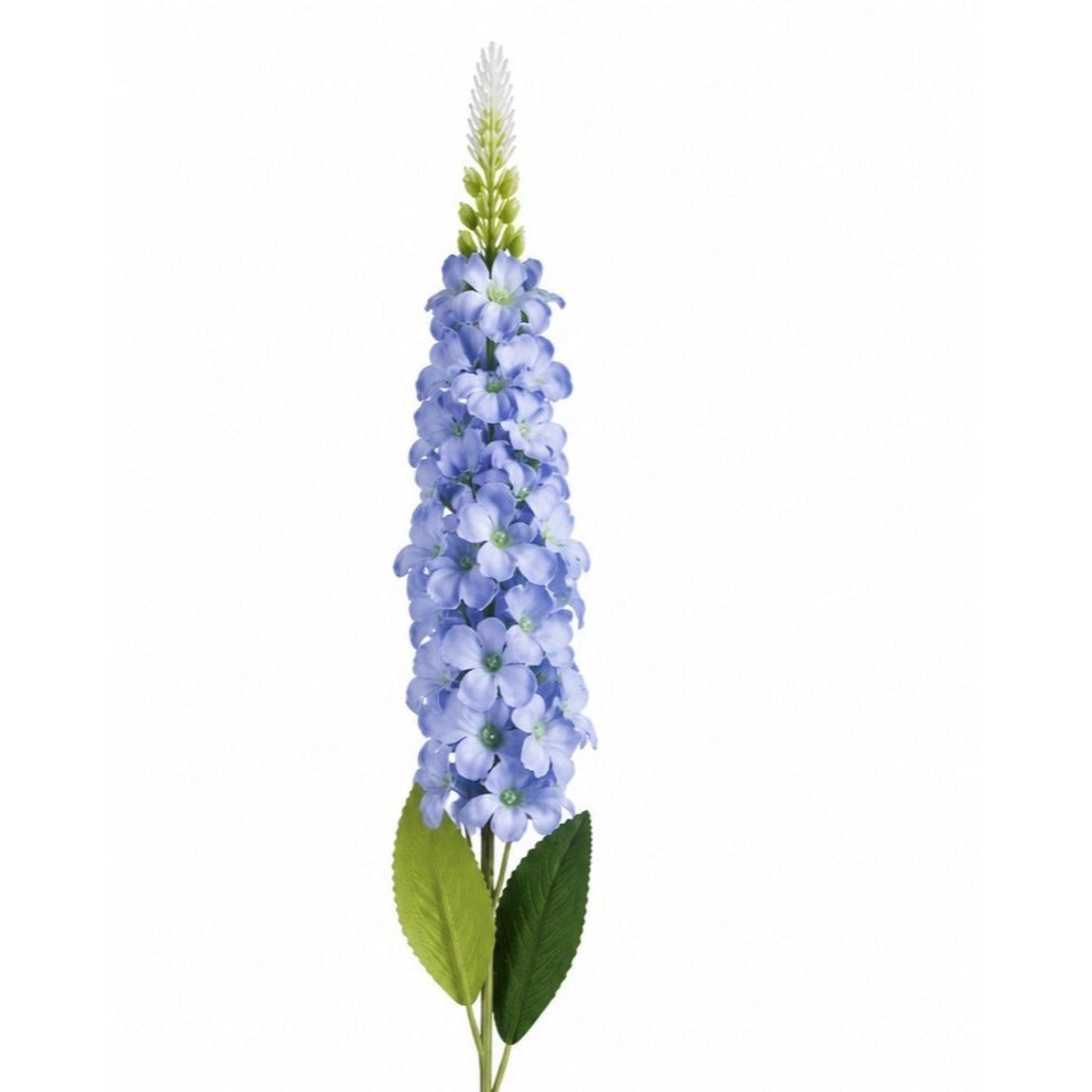 Light Blue Snapdragon Stems Set of 2 Artificial Larkspur Spike Flowers 26 Inch Faux Floral for Spring Summer Home Decor
