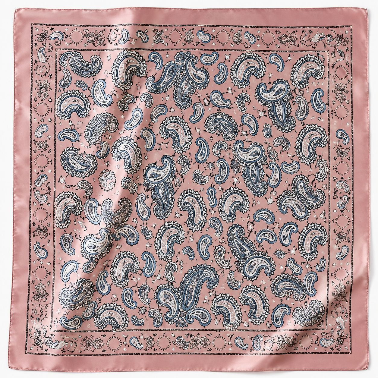 Womens Satin Paisley Scarf Pink Blue Square Hair Neck Bag Scarf Boho Western 27x27