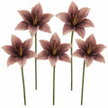 5 Dusty Mauve Taupe Artificial Silk Lily Stems, 4 Inch Blooms for Wreaths