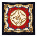 Womens Satin Square Scarf Red Navy Gold Equestrian Chain Hair Neck Head Wrap 20x20