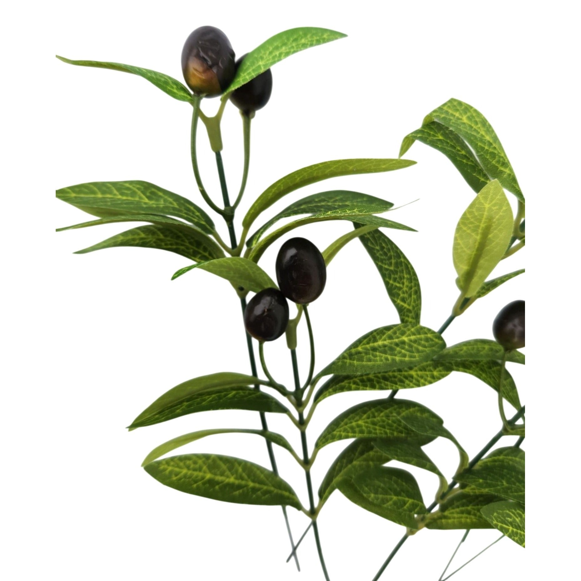 Artificial Olive Branch Stems with Berries Set of 8 Faux Greenery Decor