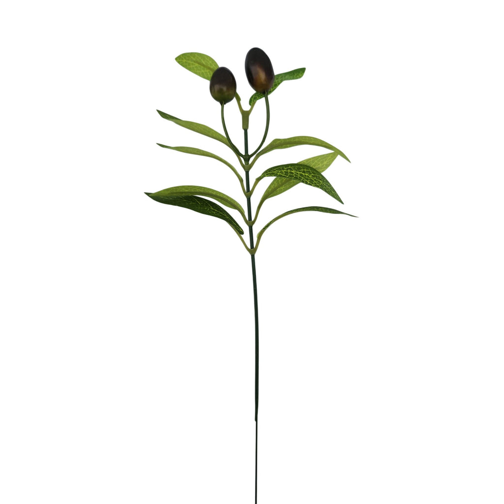 Artificial Olive Branch Stems with Berries Set of 8 Faux Greenery Decor
