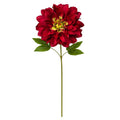 Burgundy Dahlia Stem Faux Flower 24 Inch 5 Inch Bloom Dark Red Artificial Dahlia Fall Wedding Floral Decor