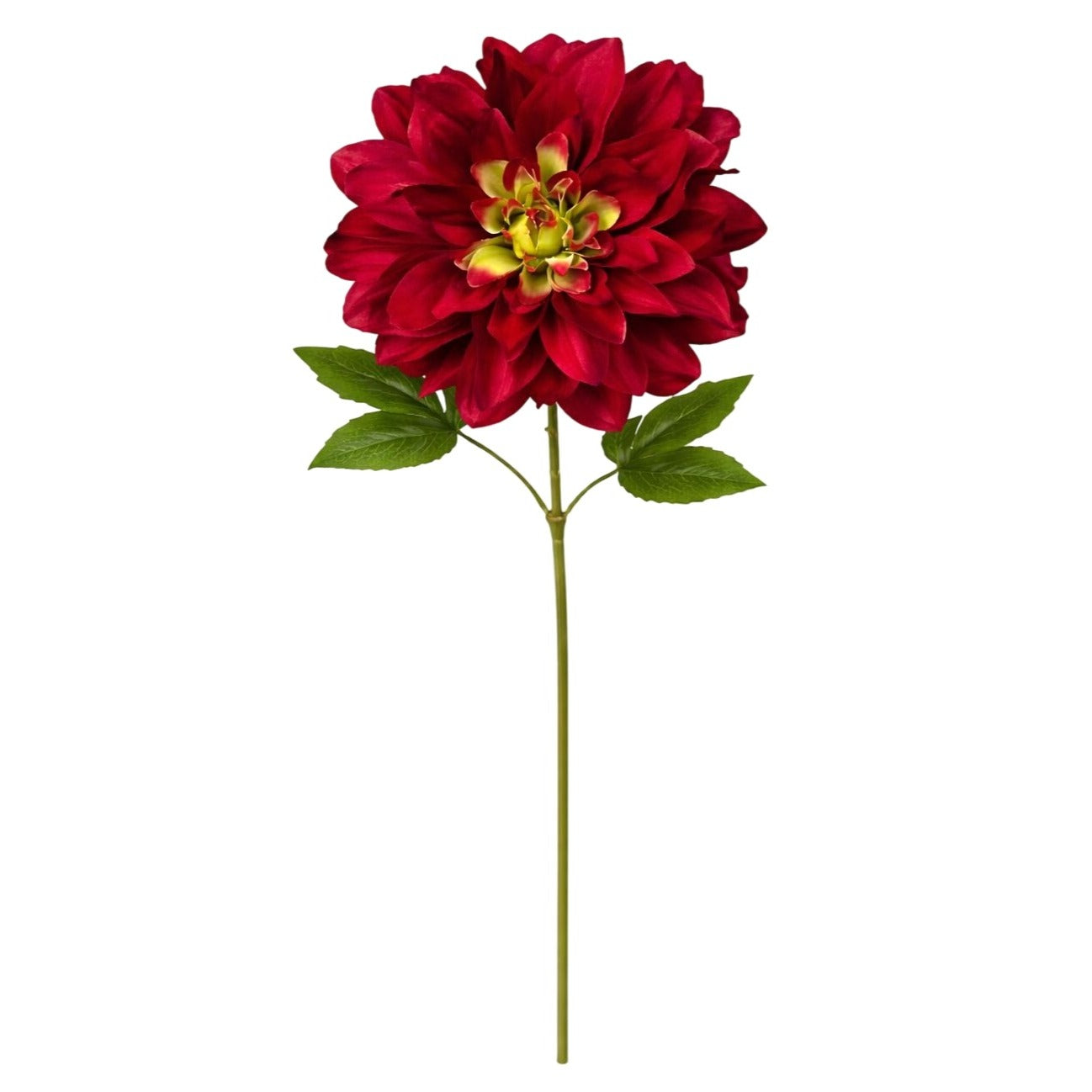 Burgundy Dahlia Stem Faux Flower 24 Inch 5 Inch Bloom Dark Red Artificial Dahlia Fall Wedding Floral Decor