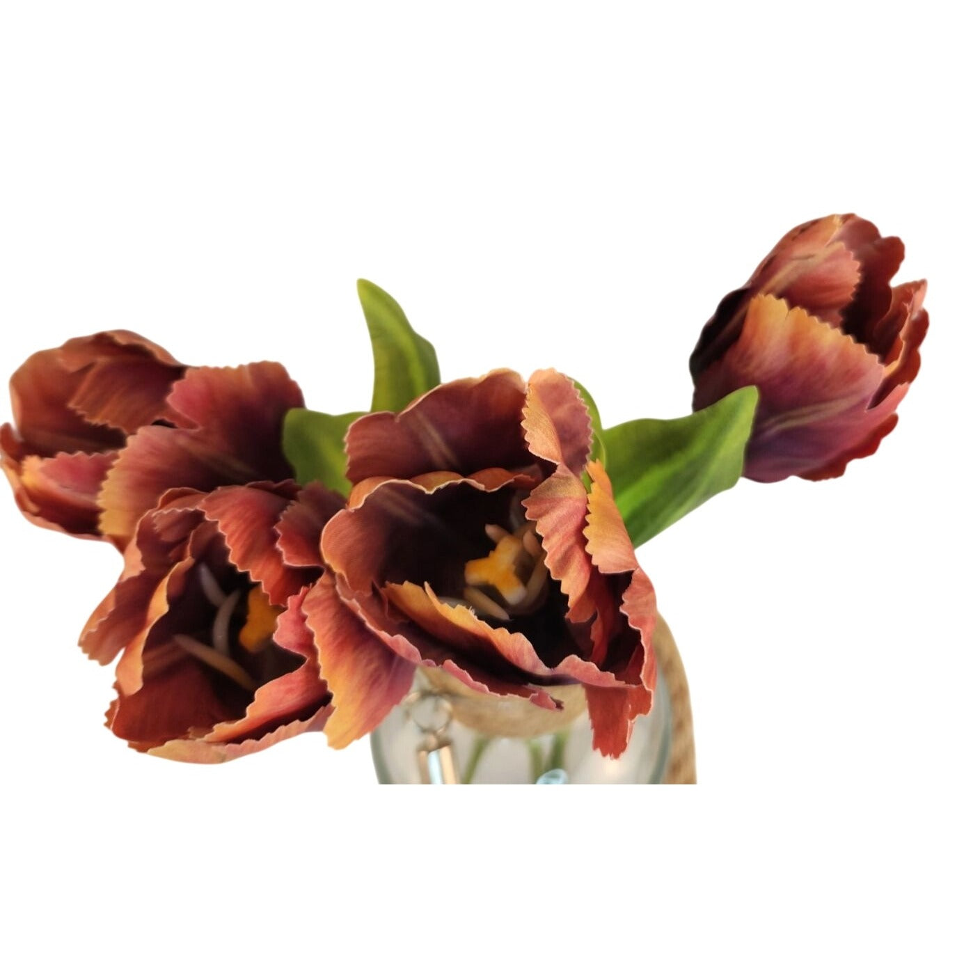 Terracotta Faux Tulip Bundle Fringed Edge Silk Artificial Flowers Boho Wedding Decor