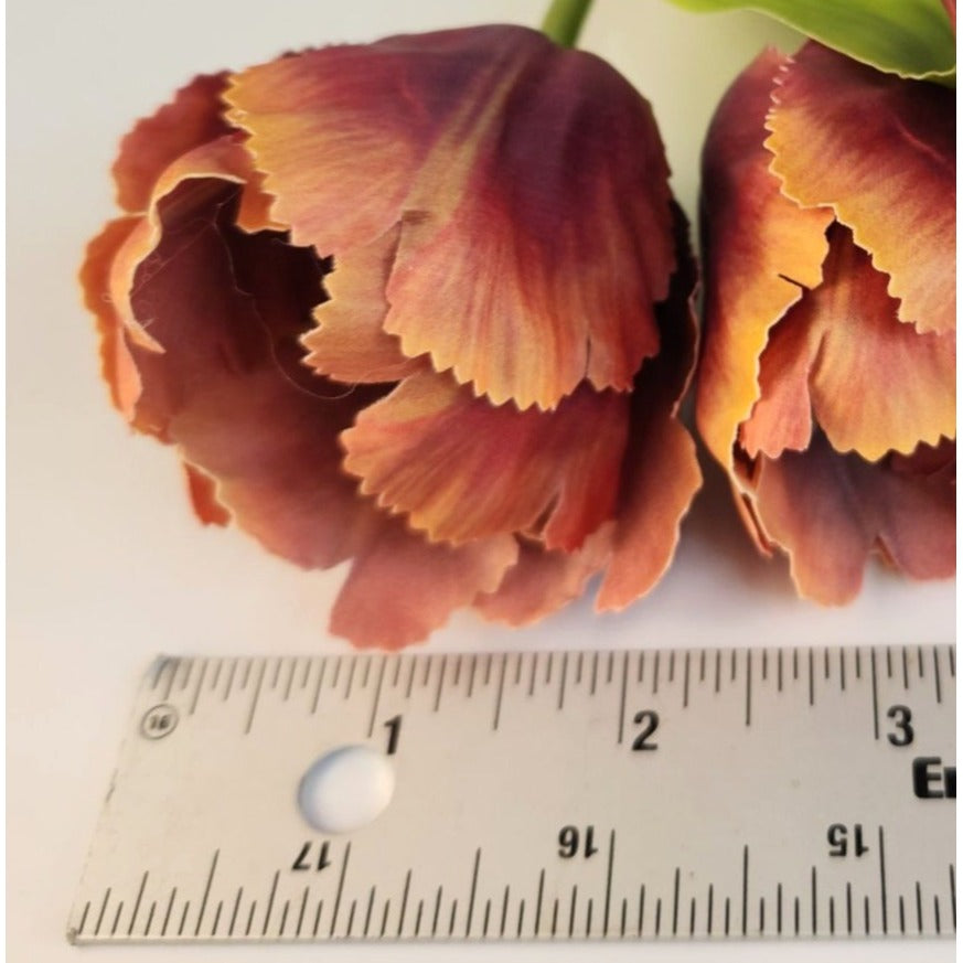 Terracotta Faux Tulip Bundle Fringed Edge Silk Artificial Flowers Boho Wedding Decor