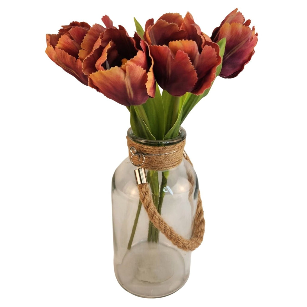 Terracotta Faux Tulip Bundle Fringed Edge Silk Artificial Flowers Boho Wedding Decor