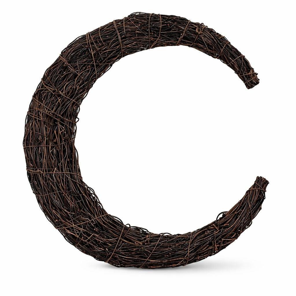 Crescent Moon Wreath Twig Base 12in Rustic Wreath Frame Front Door Decor