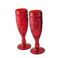 The Pioneer Woman Adeline Red Glass Champagne Flutes Set of 2 Valentine Decor