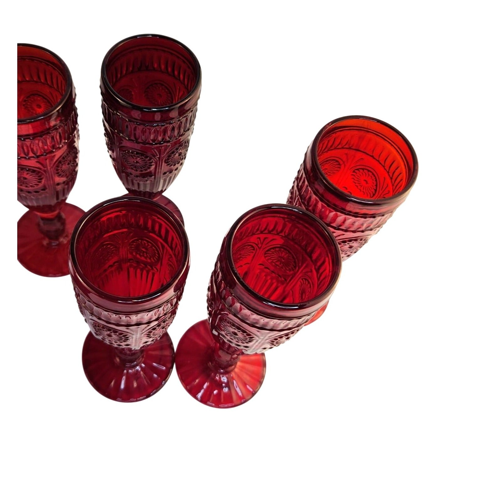 The Pioneer Woman Adeline Red Glass Champagne Flutes Set of 2 Valentine Decor