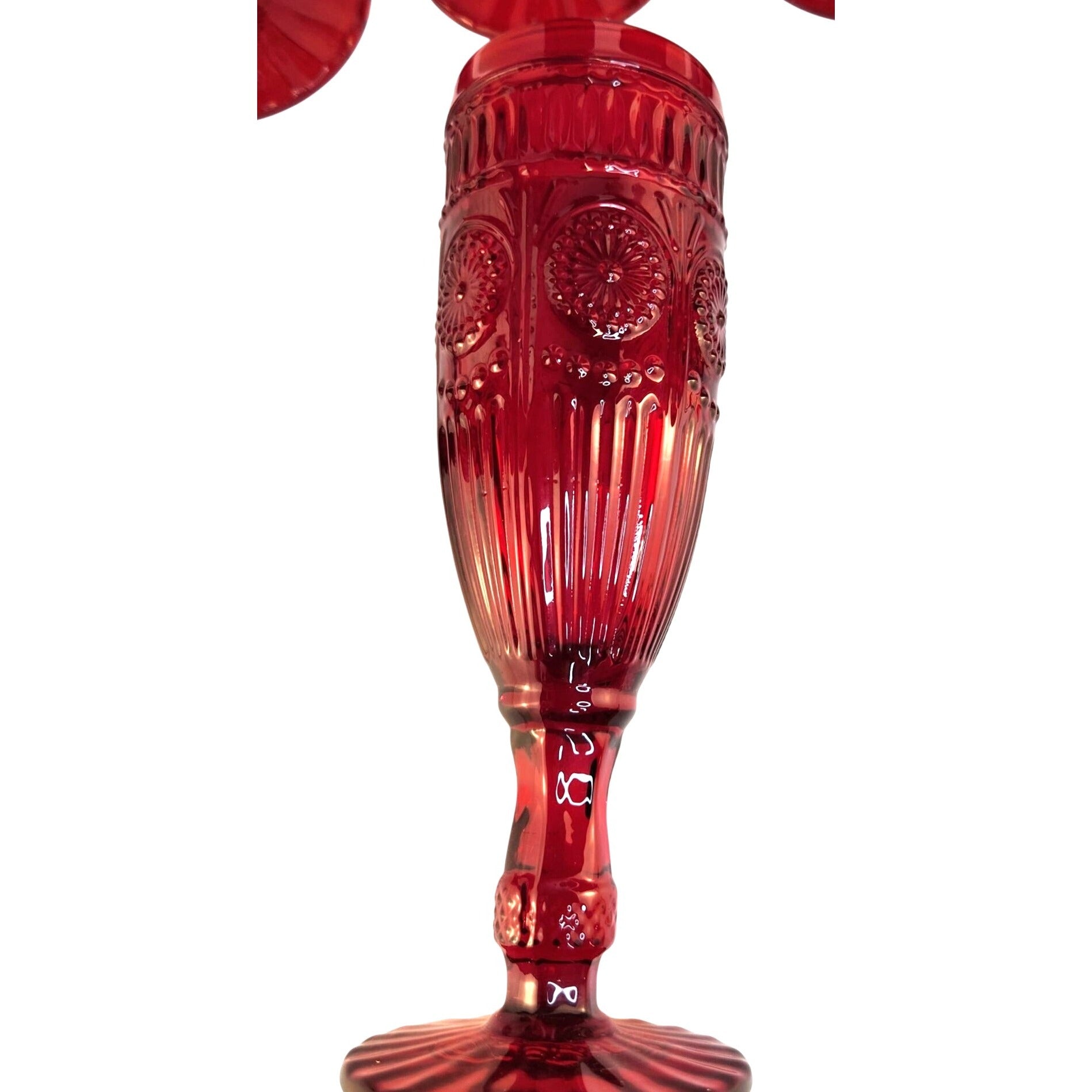 The Pioneer Woman Adeline Red Glass Champagne Flutes Set of 2 Valentine Decor