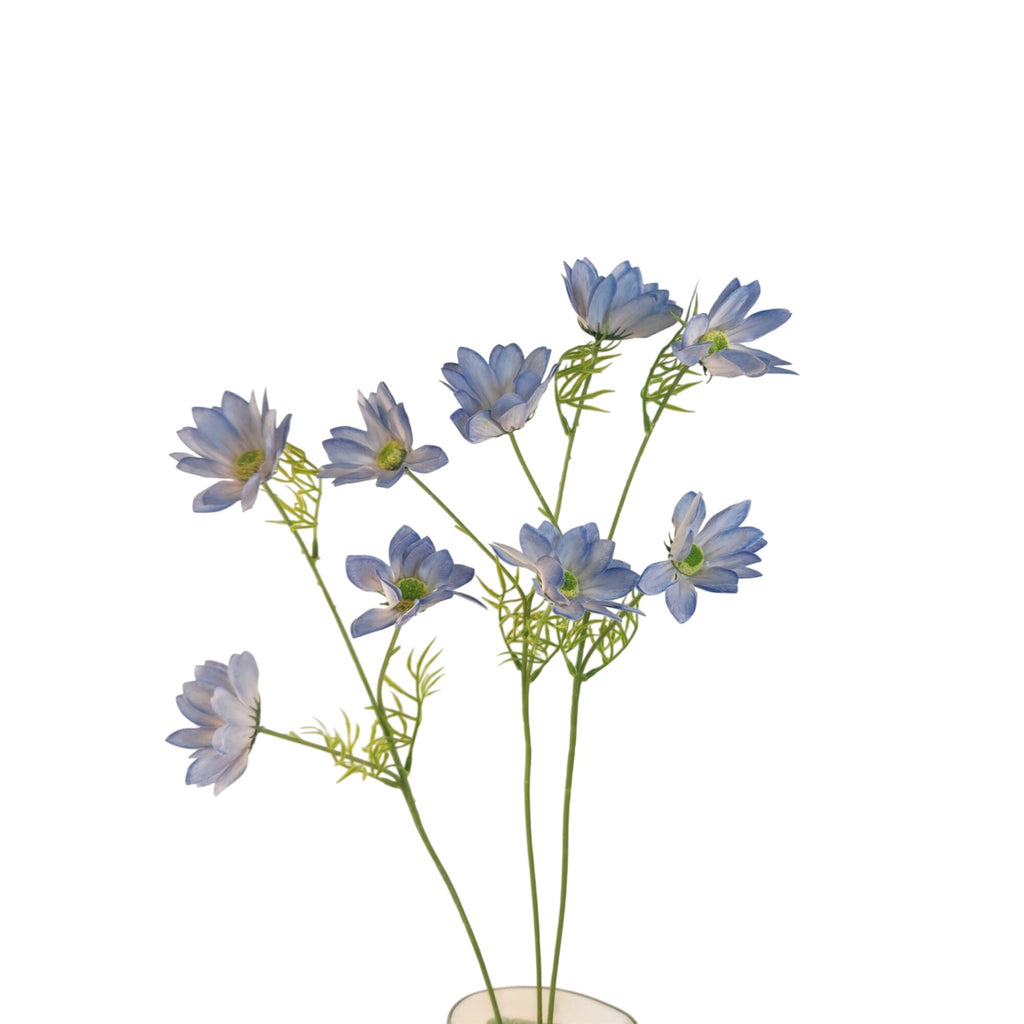 Periwinkle Blue Artificial African Daisy Stems Set of 3 25 Inch Real Touch Flowers