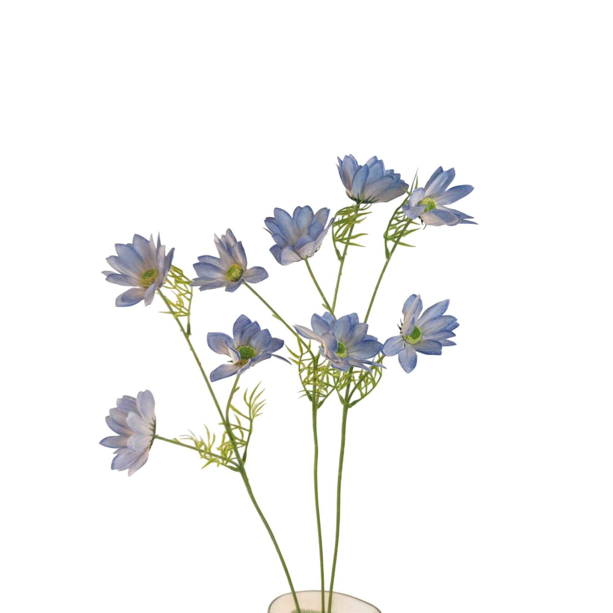 Periwinkle Blue Artificial African Daisy Stems Set of 3 25 Inch Real Touch Flowers