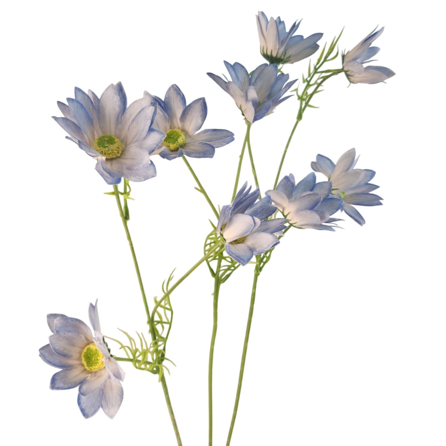Periwinkle Blue Artificial African Daisy Stems Set of 3 25 Inch Real Touch Flowers