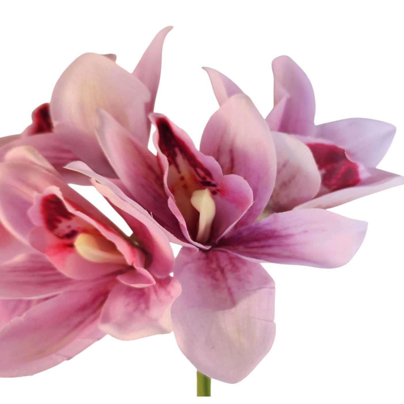 Artificial Cymbidium Orchid Stems Soft Pink Rose Burgundy Faux Orchid Bouquet Realistic Floral Arrangement 15 Inch