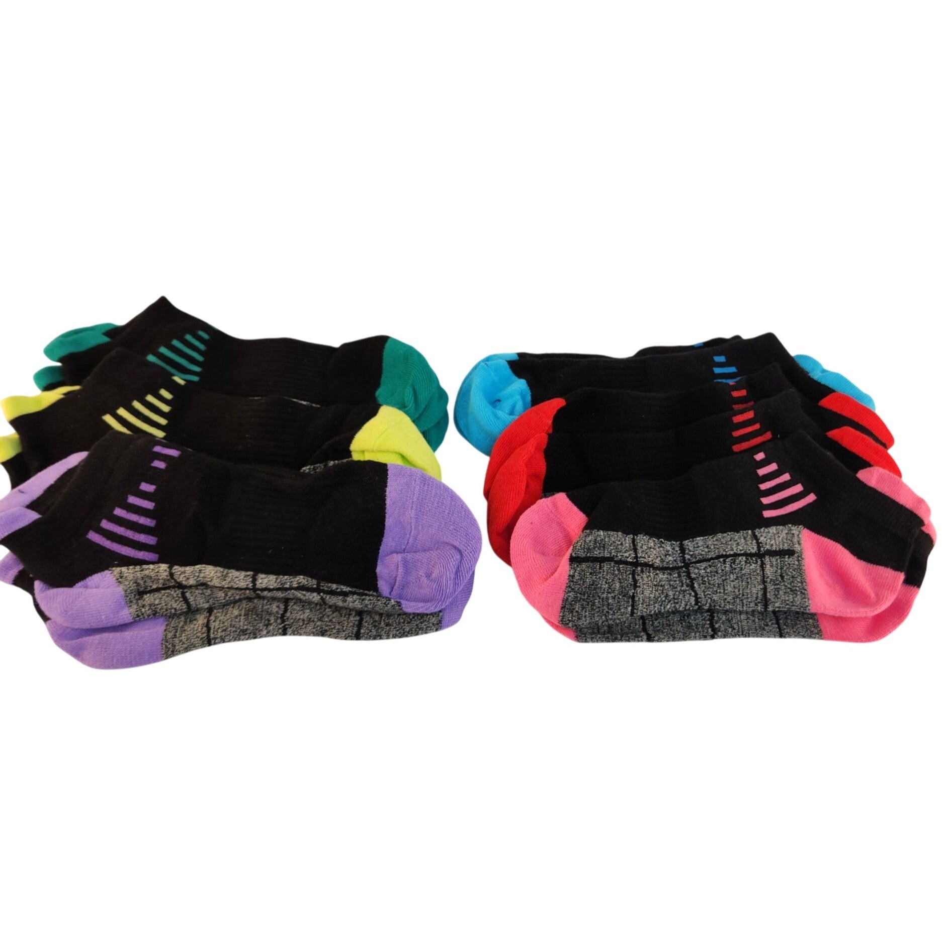 Women's 6-Pack Athletic Low-Cut Socks, Black Gray Assorted Colors