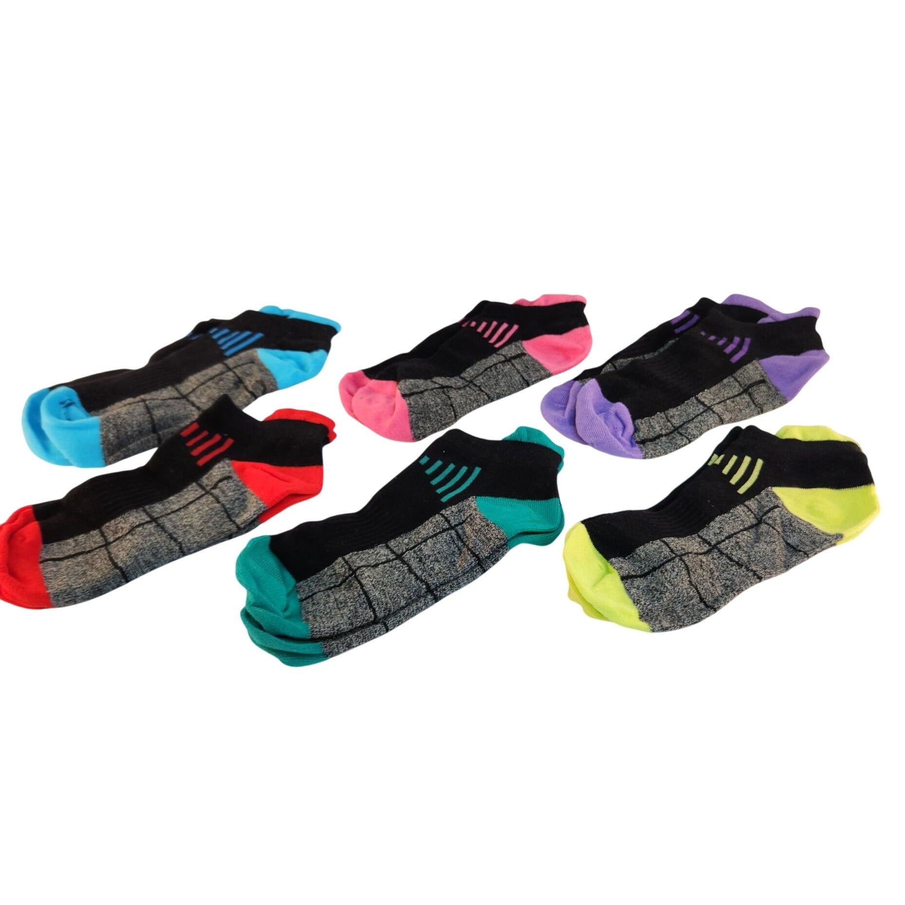 Women's 6-Pack Athletic Low-Cut Socks, Black Gray Assorted Colors