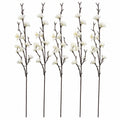 5 White Artificial Cherry Blossom Stems, 22-Inch Faux Branches