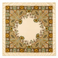 Luxury Paisley Floral Satin Scarf for Women – 35” Square Cream Gold Sage Green Polyester Satin Scarf, Elegant Boho Designer-Inspired Headsca