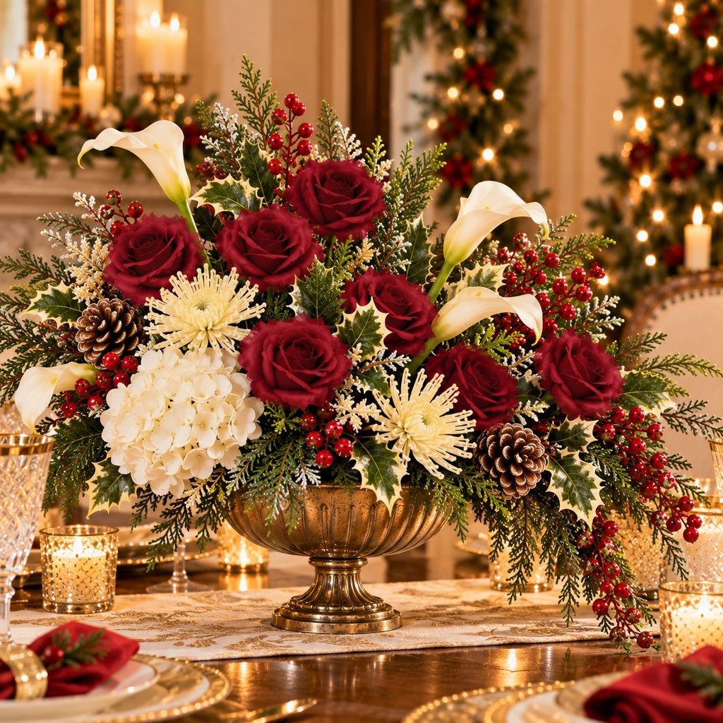 Burgundy Artificial Faux Silk Roses, 12 Stems 15in Wedding Christmas Decor