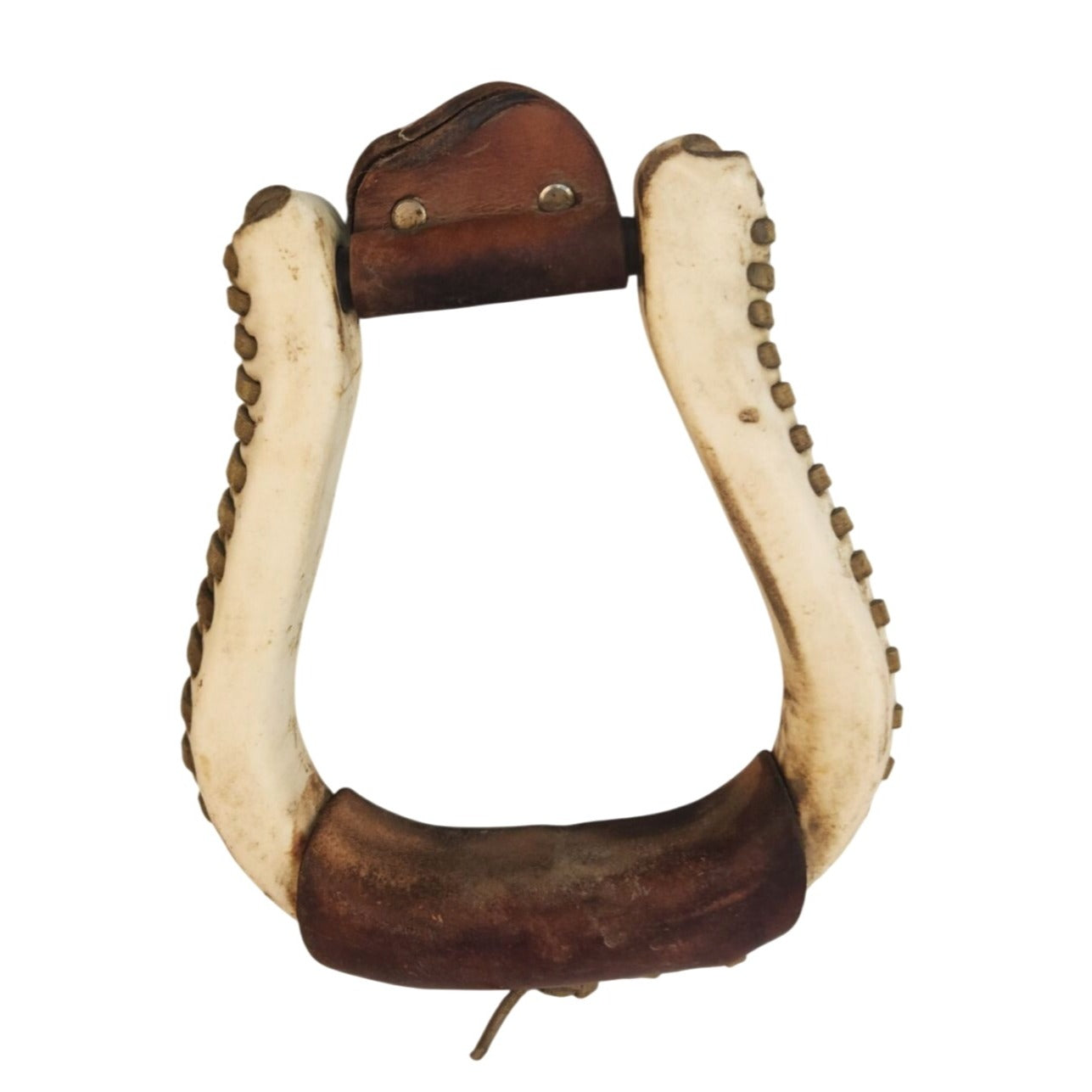 Laced Rawhide & Leather Bell Stirrups Western Riding Set Of 2 Durable Craftsmanship
