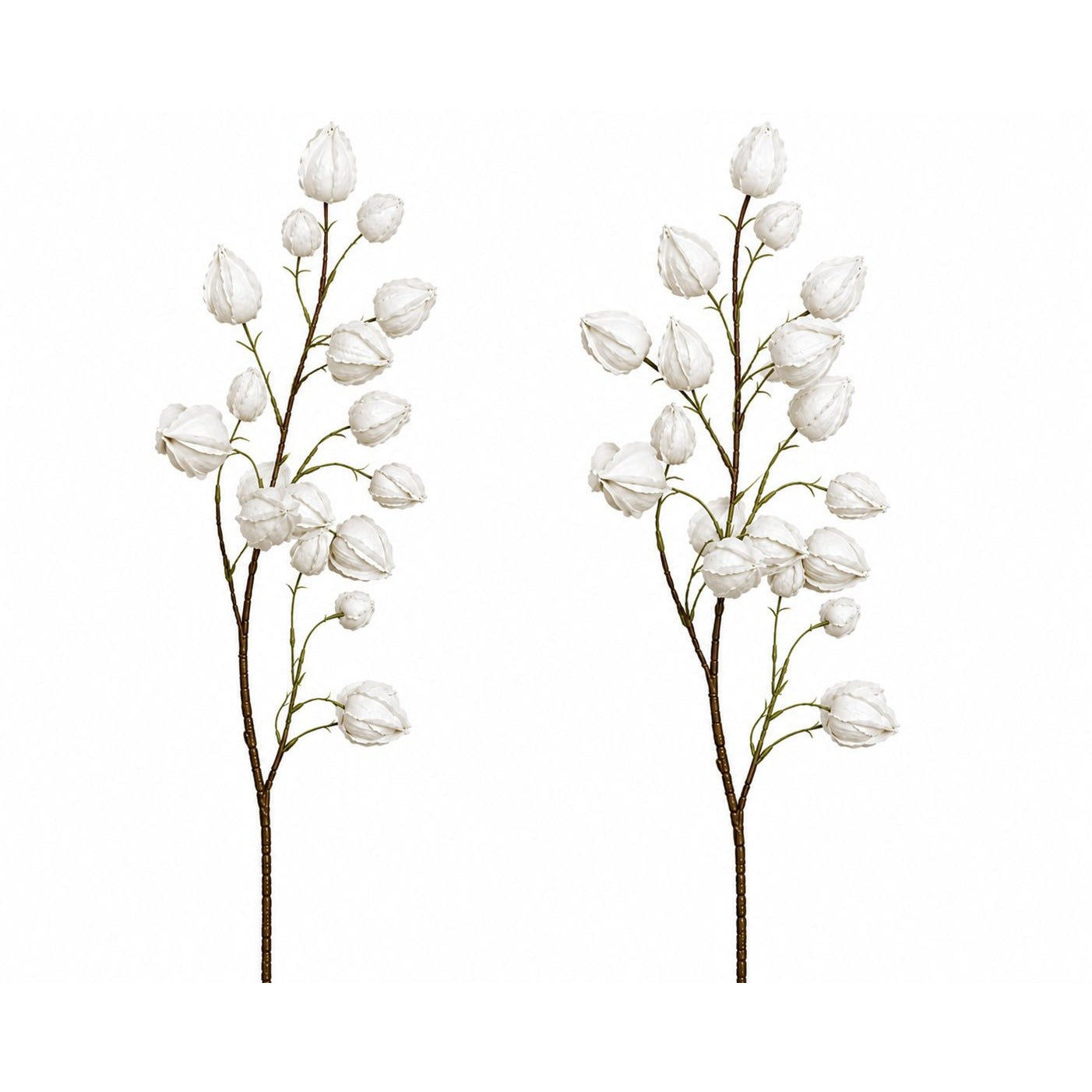 Artificial White Chinese Lantern Stems Set of 2 Decorative Botanical Branches Farmhouse Cottagecore French Country Decor 32 Inch